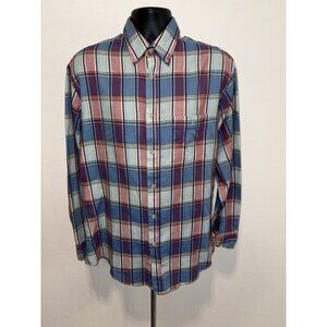 Par Four Collard Shirt Button Down Men Large Tall Long Sleeve Cotton Blend Plaid